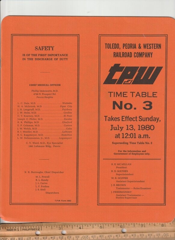 Toledo, Peoria & Western Railroad 1980