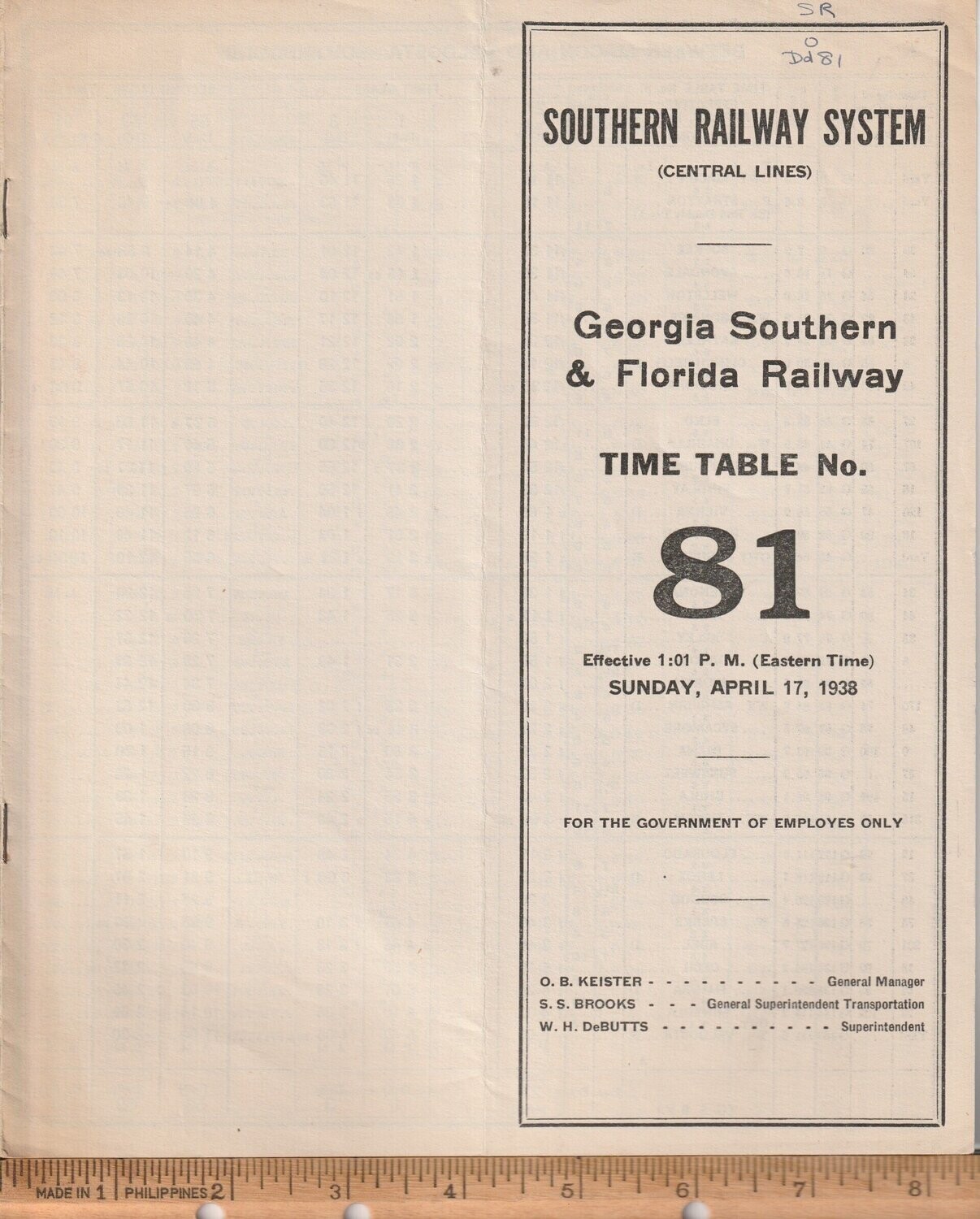 Southern Georgia Southern & Florida Rwy 1938