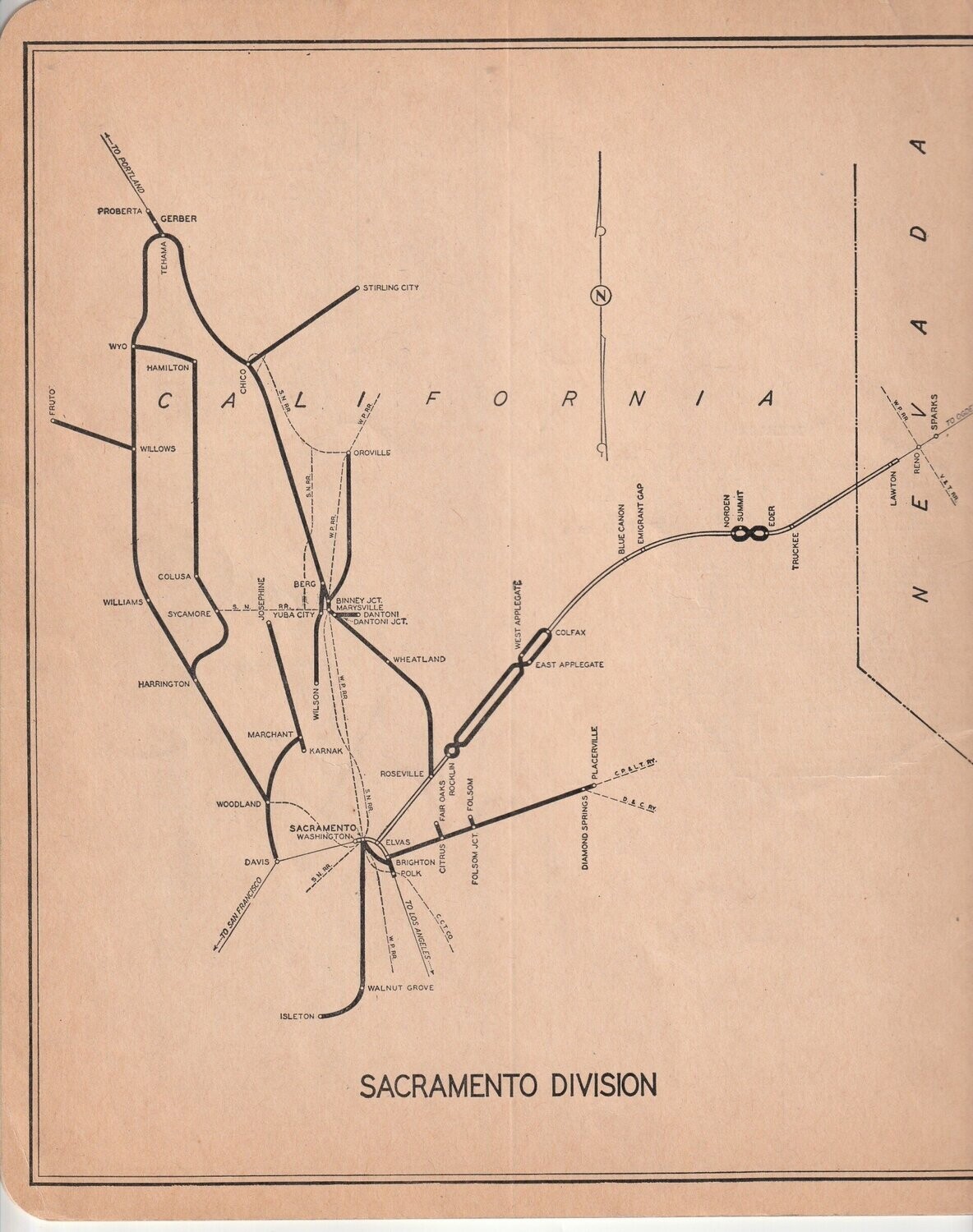 Southern Pacific Sacramento Division map 1949