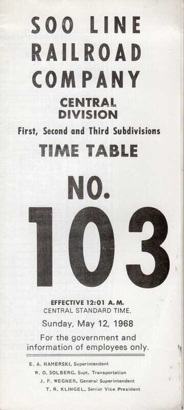 Soo Line Central Division 1968