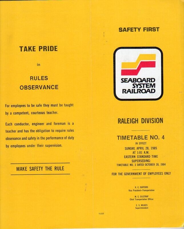 Seaboard System Raleigh Division 1985
