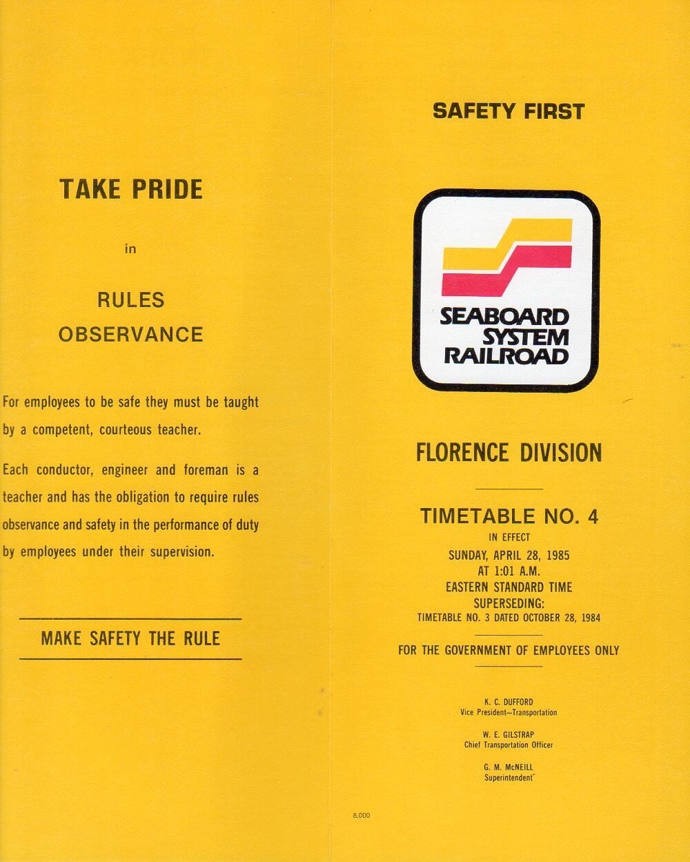 Seaboard System Florence Division 1985