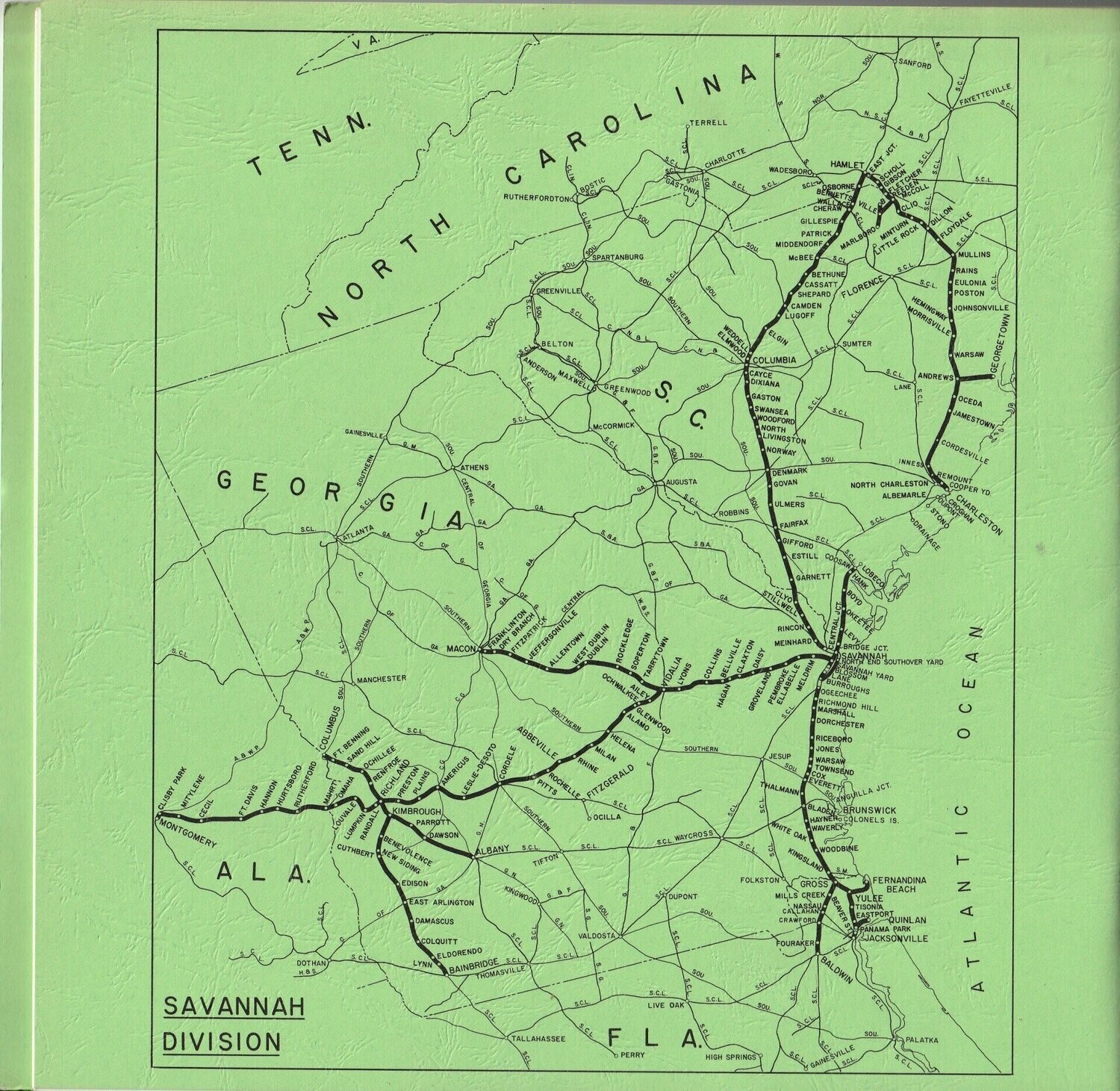 Seaboard Coast Line Savannah Division Map 1972