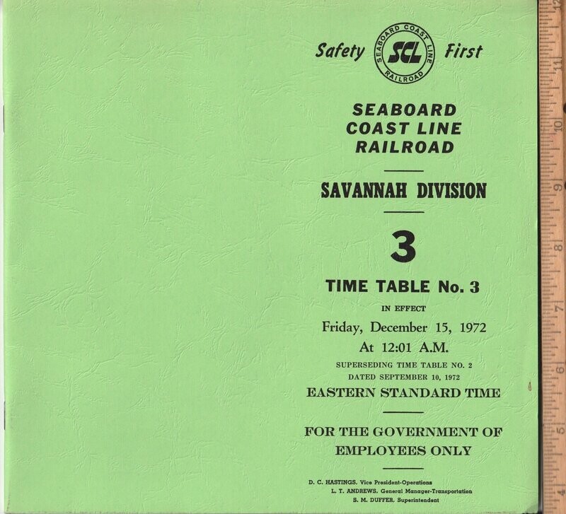 Seaboard Coast Line Savannah Division 1972