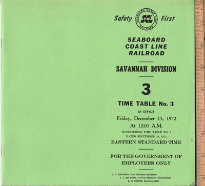 Seaboard Coast Line Savannah Division 1972