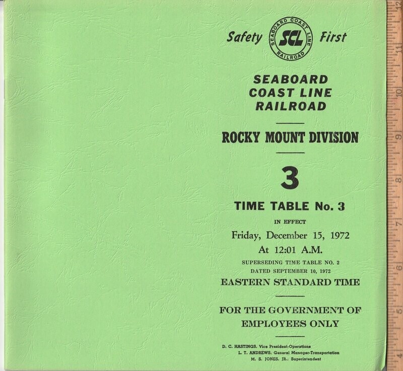 Seaboard Coast Line Rocky Mount Division 1972