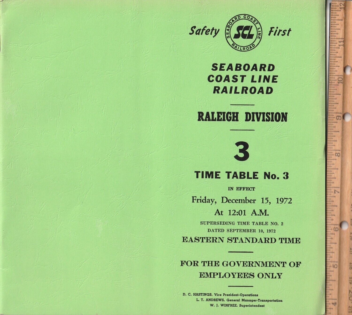 Seaboard Coast Line Raleigh Division 1972