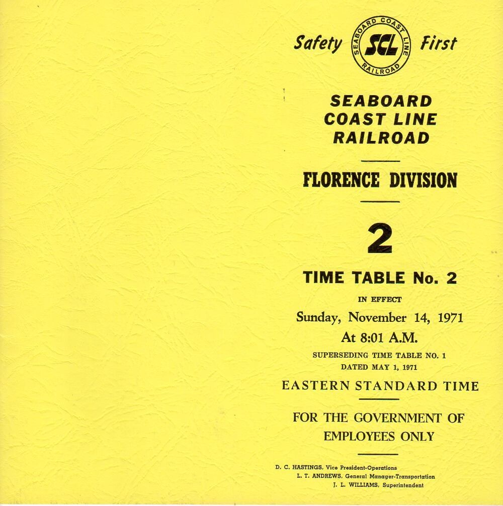 Seaboard Coast Line Florence Division 1971