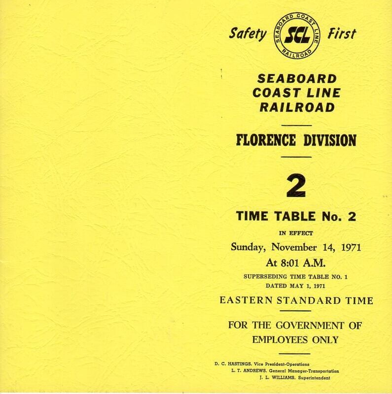 Seaboard Coast Line Florence Division 1971