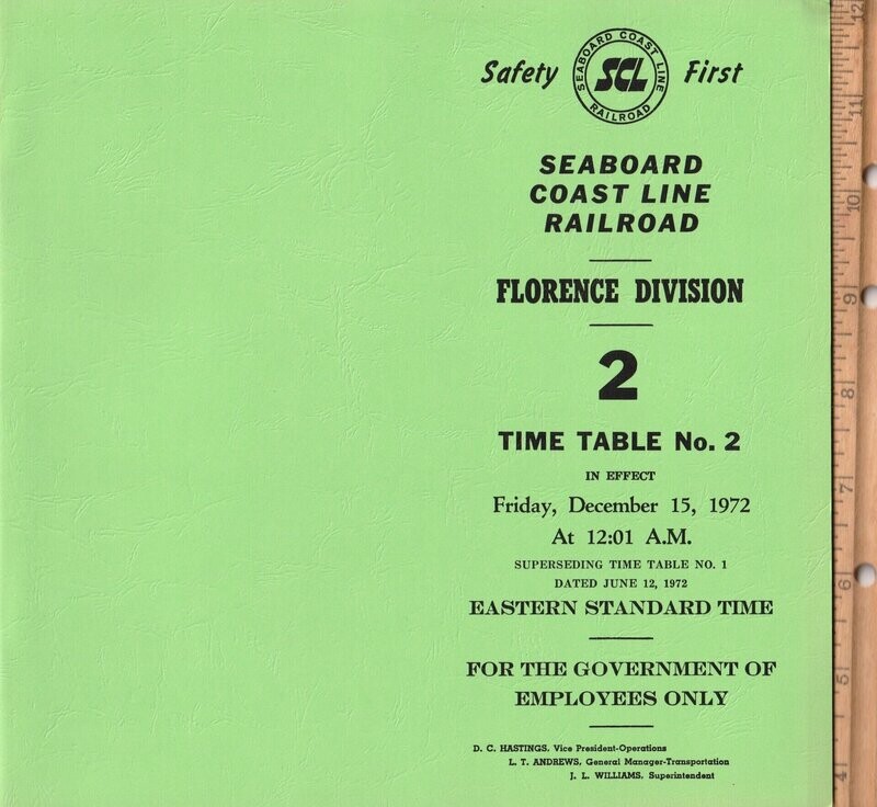 Seaboard Coast Line Florence Division 1972