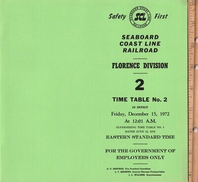 Seaboard Coast line Florence Division 1972
