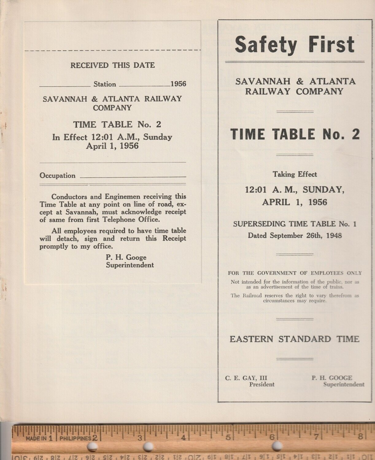 Savannah & Atlanta Railway 1956