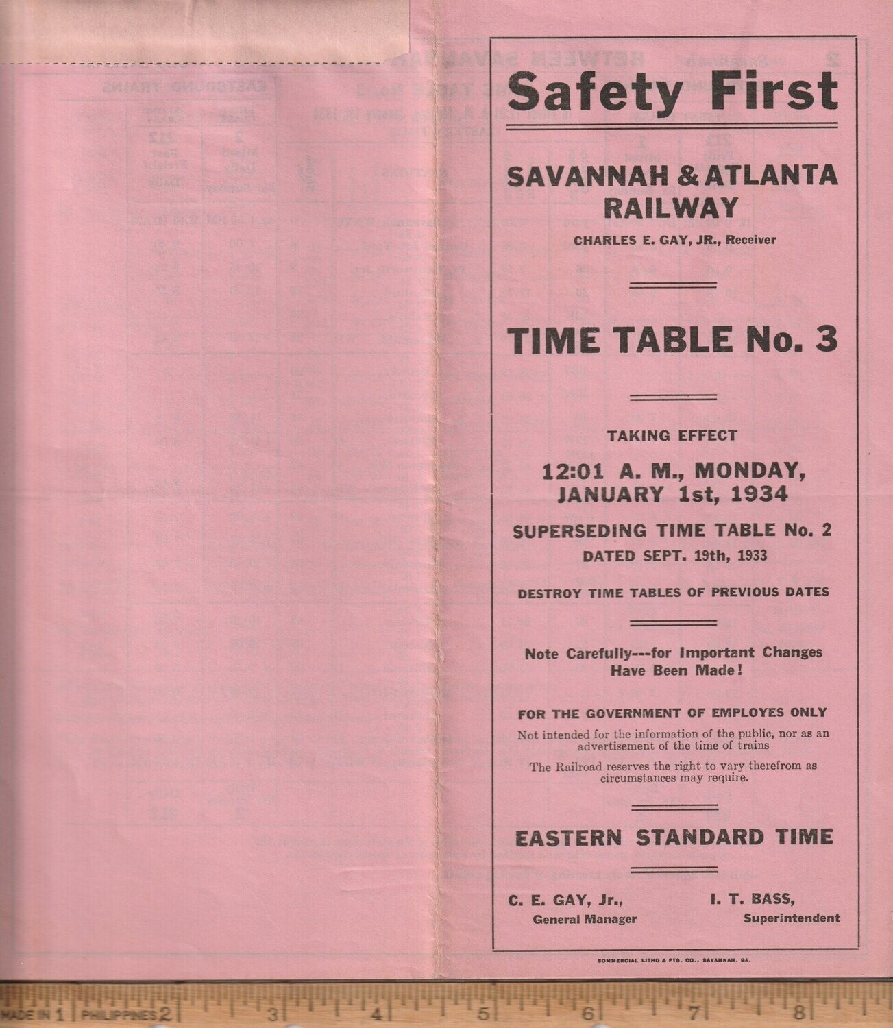 Savannah & Atlanta Railway 1934