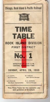 Rock Island Rock Island Division, First District 1953