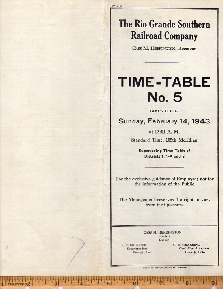Rio Grande Southern Railroad 1943