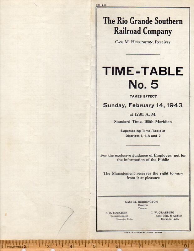 Rio Grande Southern Railroad 1943