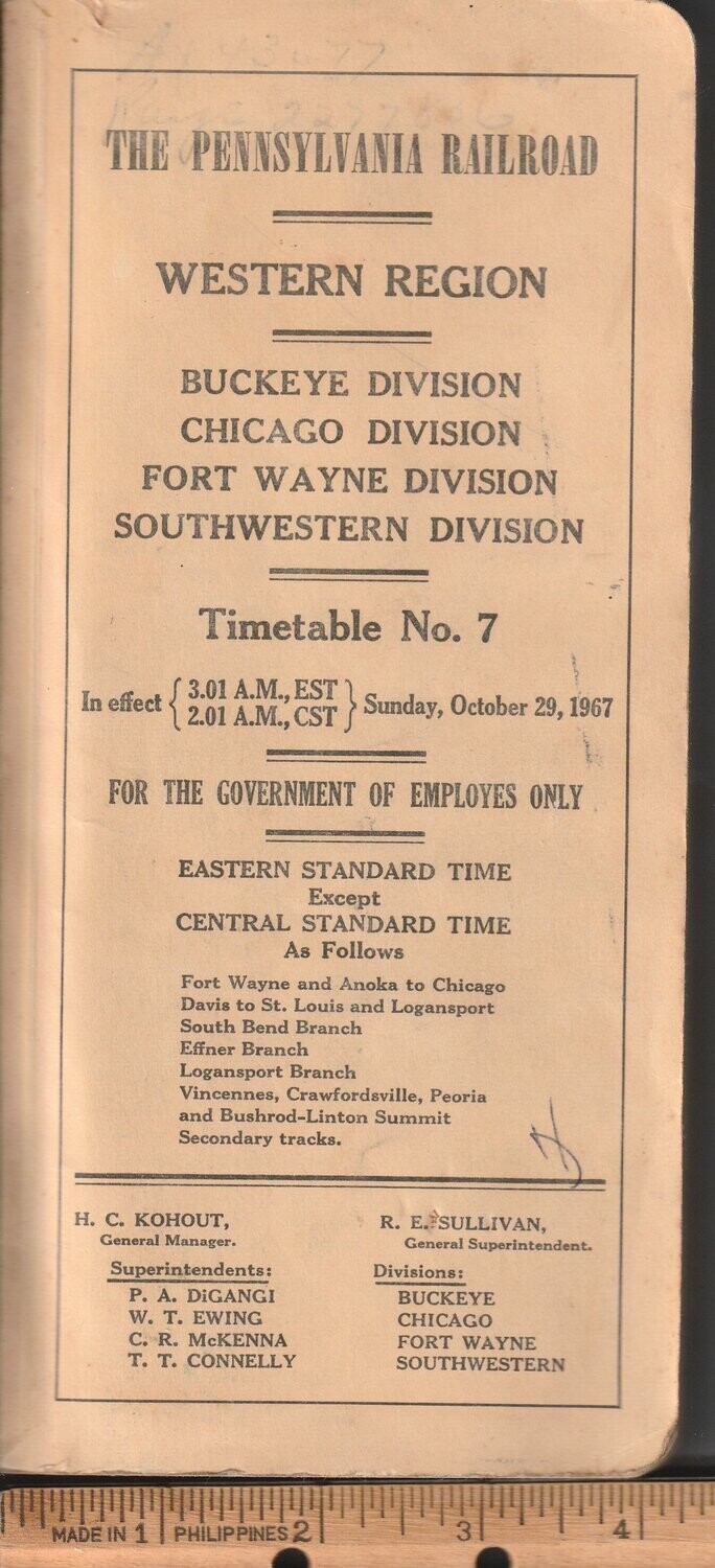 Pennsylvania RR Western Region 1967