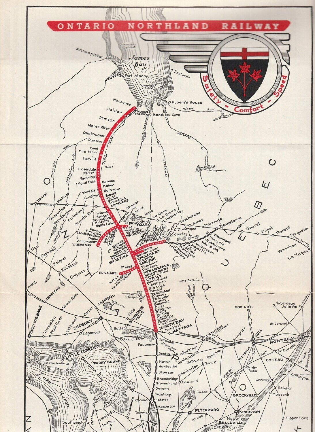 Ontario Northland Railway map 1963