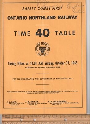 Ontario Northland Railway 1965