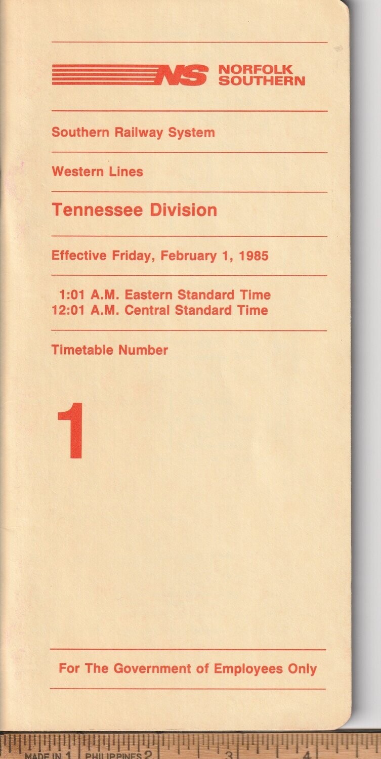 Norfolk Southern Tennessee Division 1985