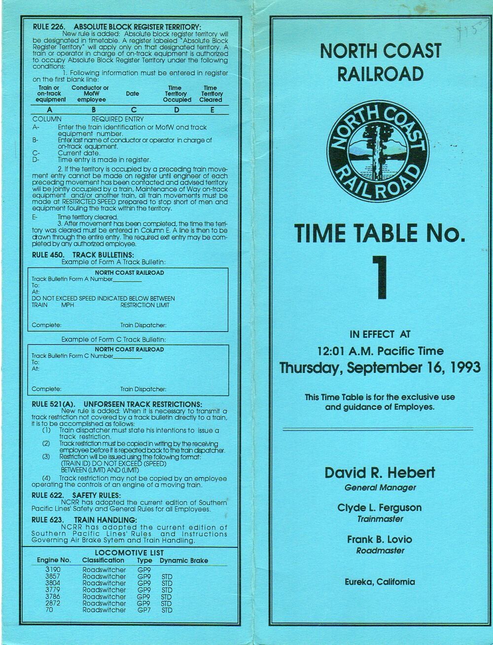 North Coast Railroad 1993