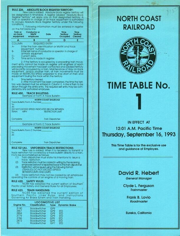 North Coast Railroad 1993