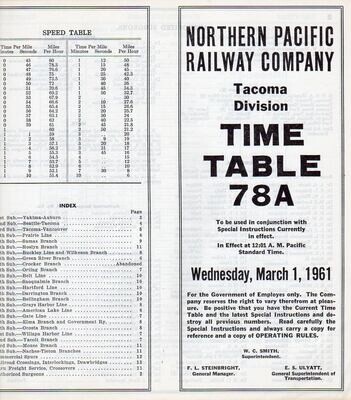Northern Pacific Tacoma Division 1961