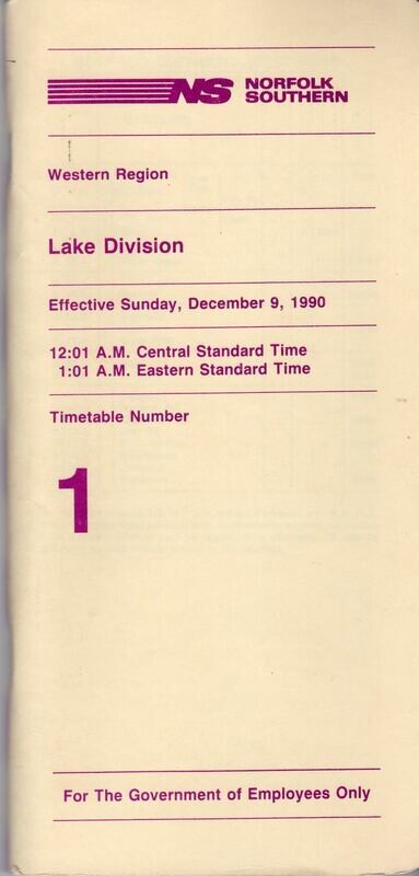 Norfolk Southern Lake Division 1990