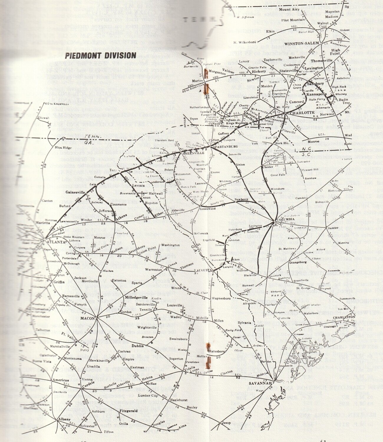 Norfolk Southern Piedmont Division map 1985