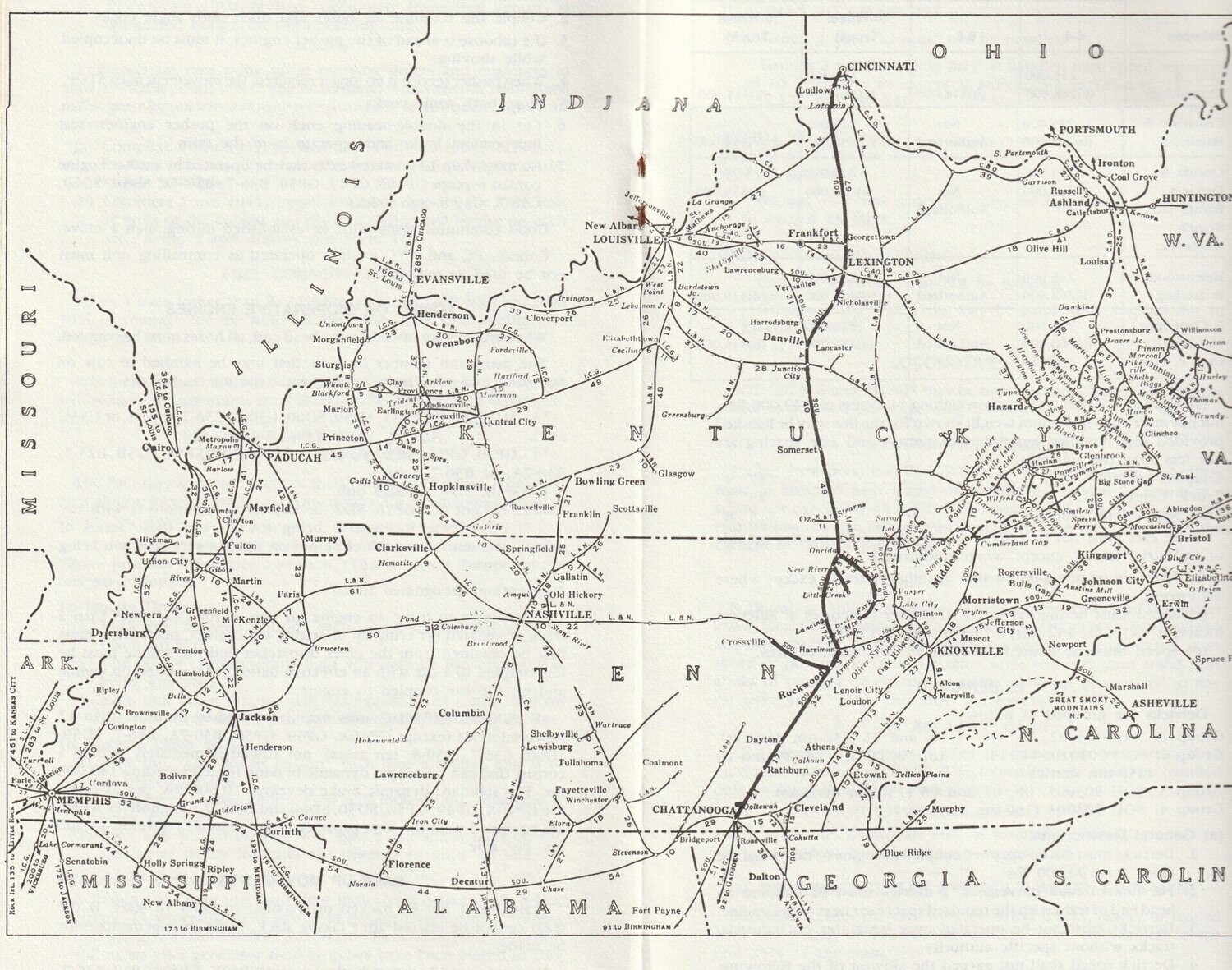 Norfolk Southern Kentucky Division map 1985