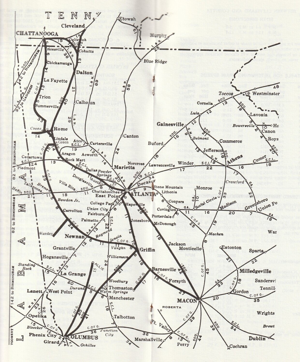 Norfolk Southern Georgia Division map 1985