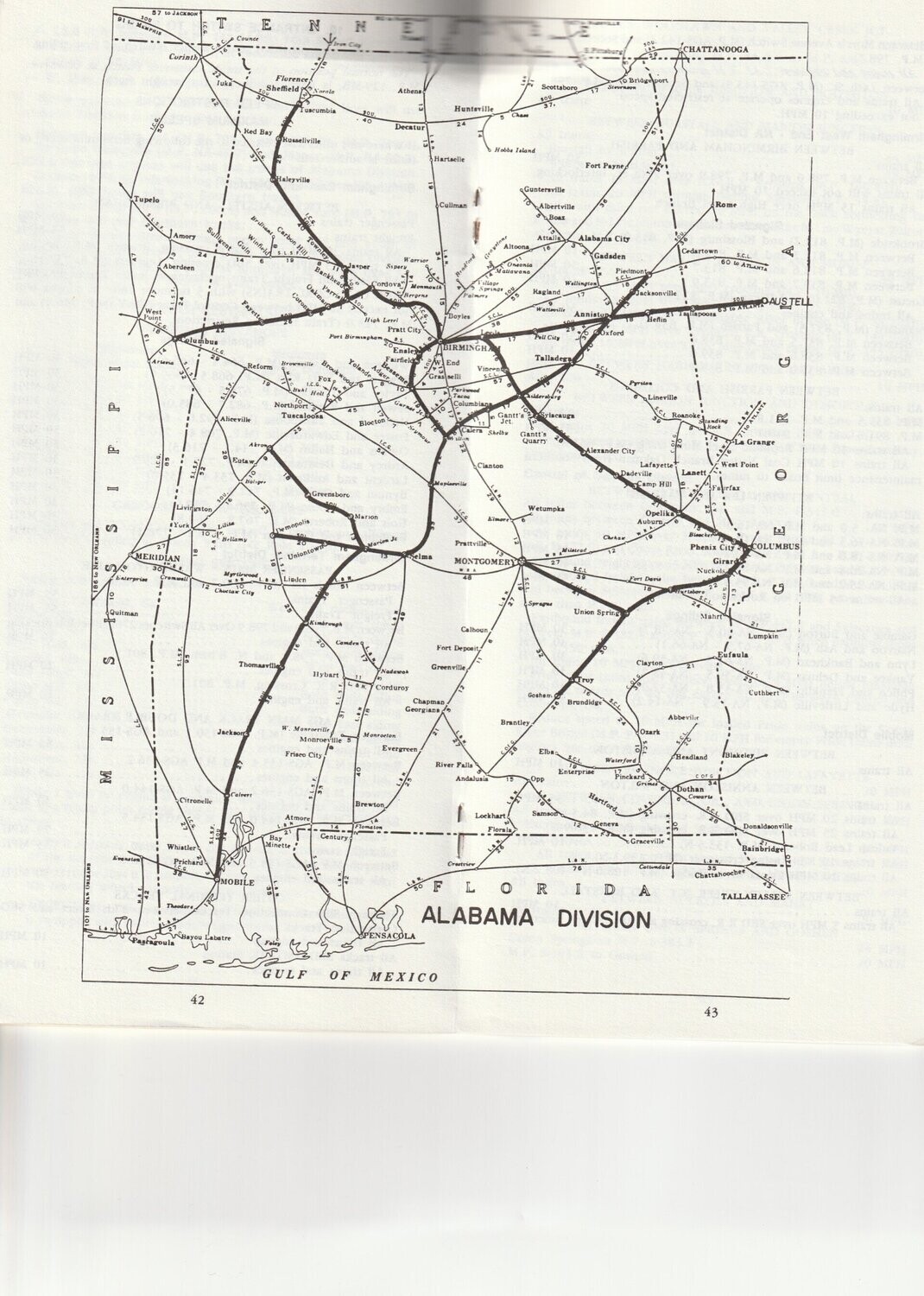 Norfolk Southern Alabama Division map 1985