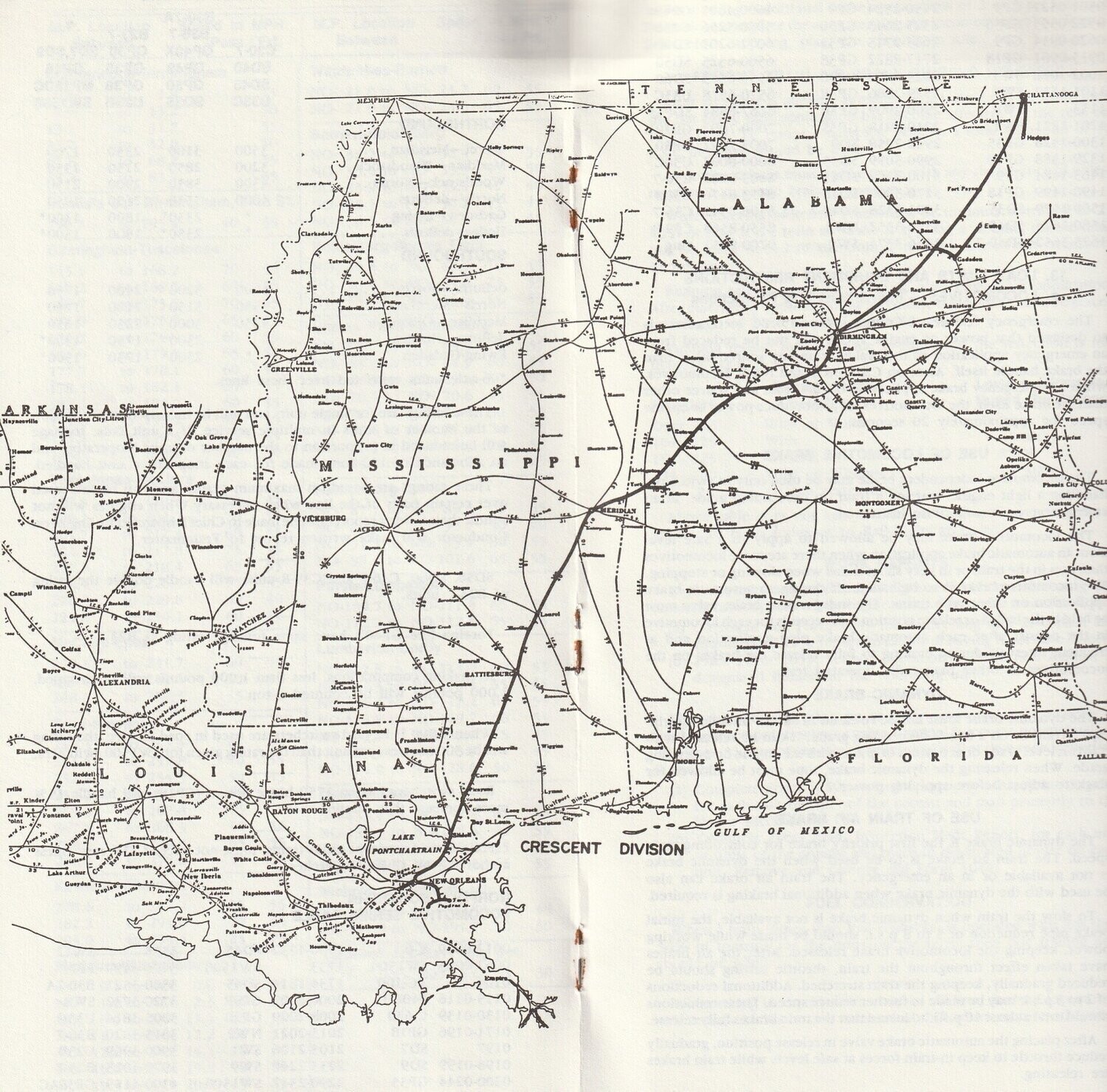Norfolk Southern Crescent Division map 1985