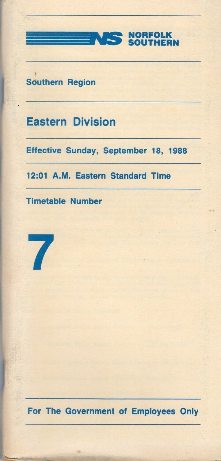 Norfolk Southern Eastern Division 1988