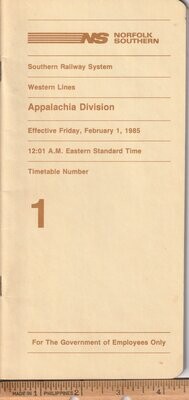 Norfolk Southern Appalachia Division 1985