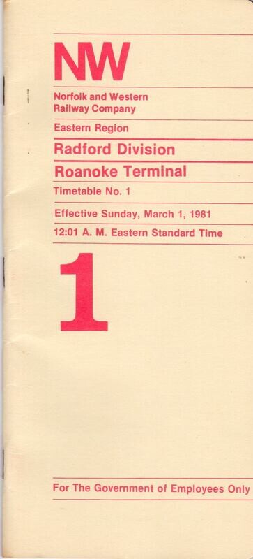 Norfolk & Western Radford Division 1981
