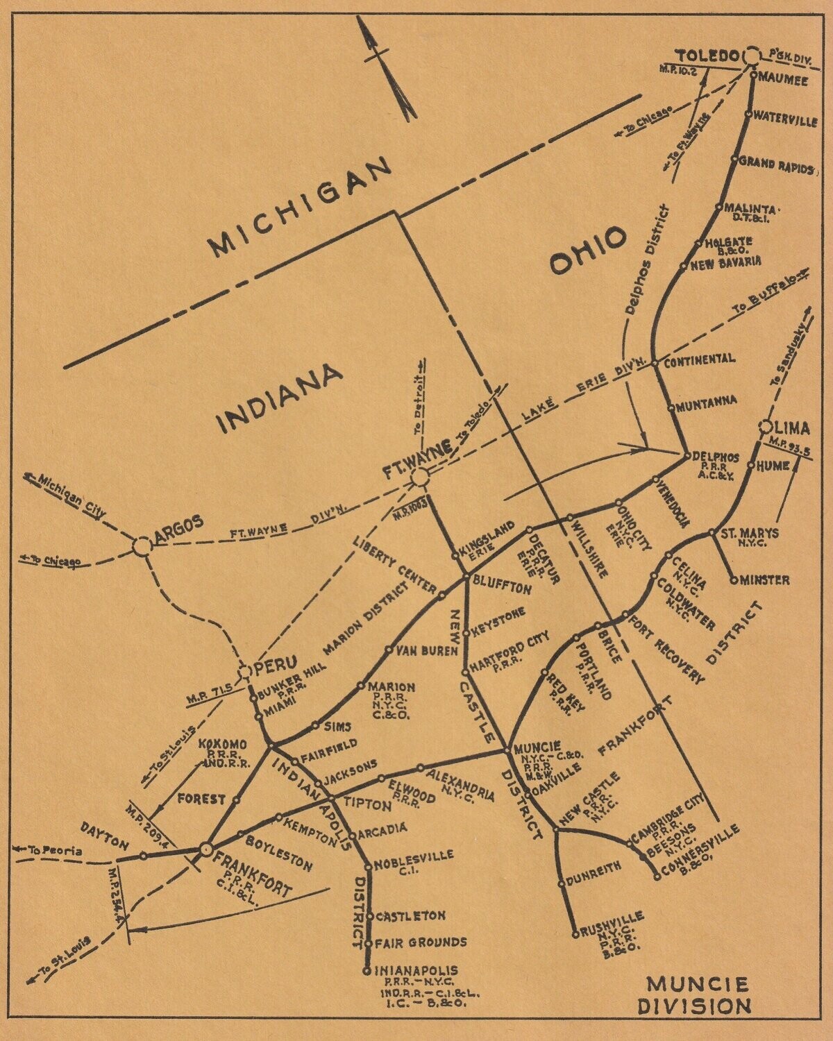Norfolk & Western Muncie Division map 1965
