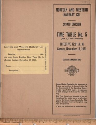 Norfolk & Western Scioto Division 1931
