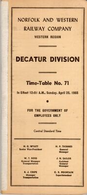 Norfolk & Western Decatur Division 1965