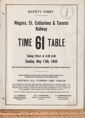 Niagara, St. Catharines & Toronto Railway 1945