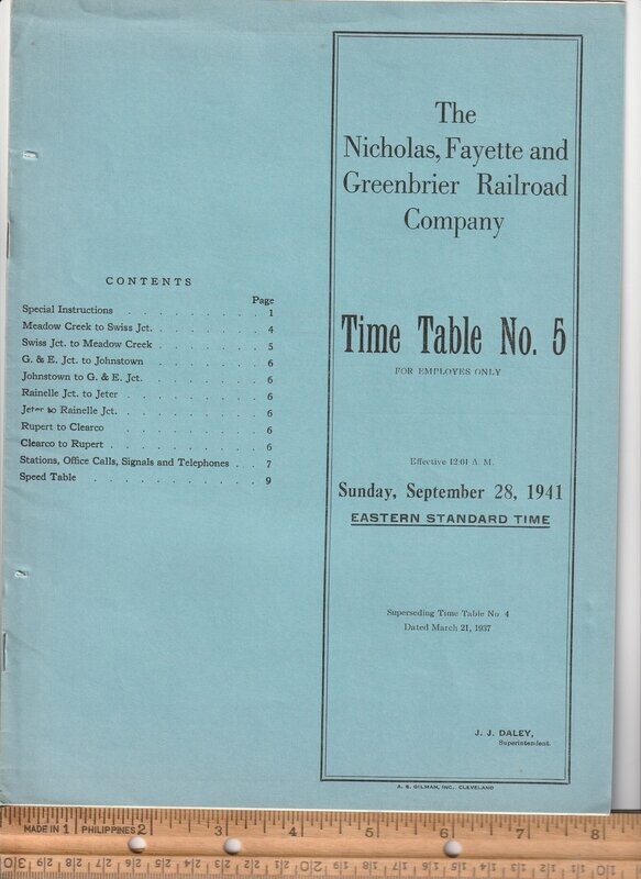 Nicholas, Fayette & Greenbrier Railroad 1941