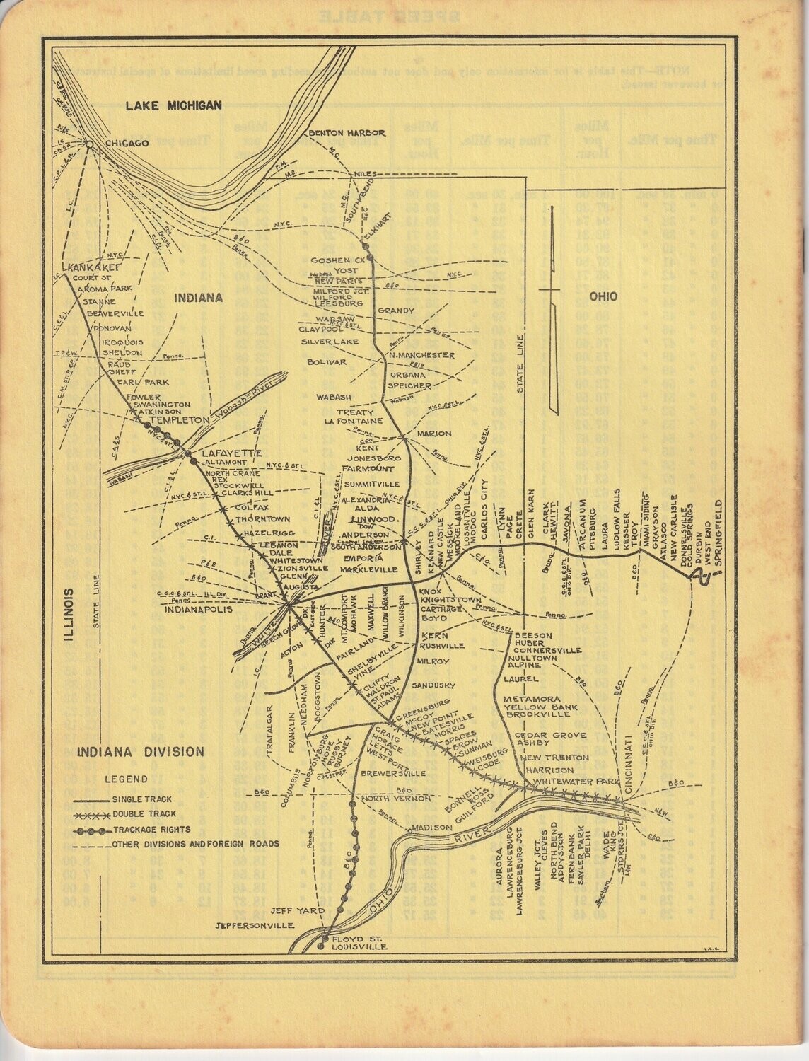 New York Central Indiana Division map 1948