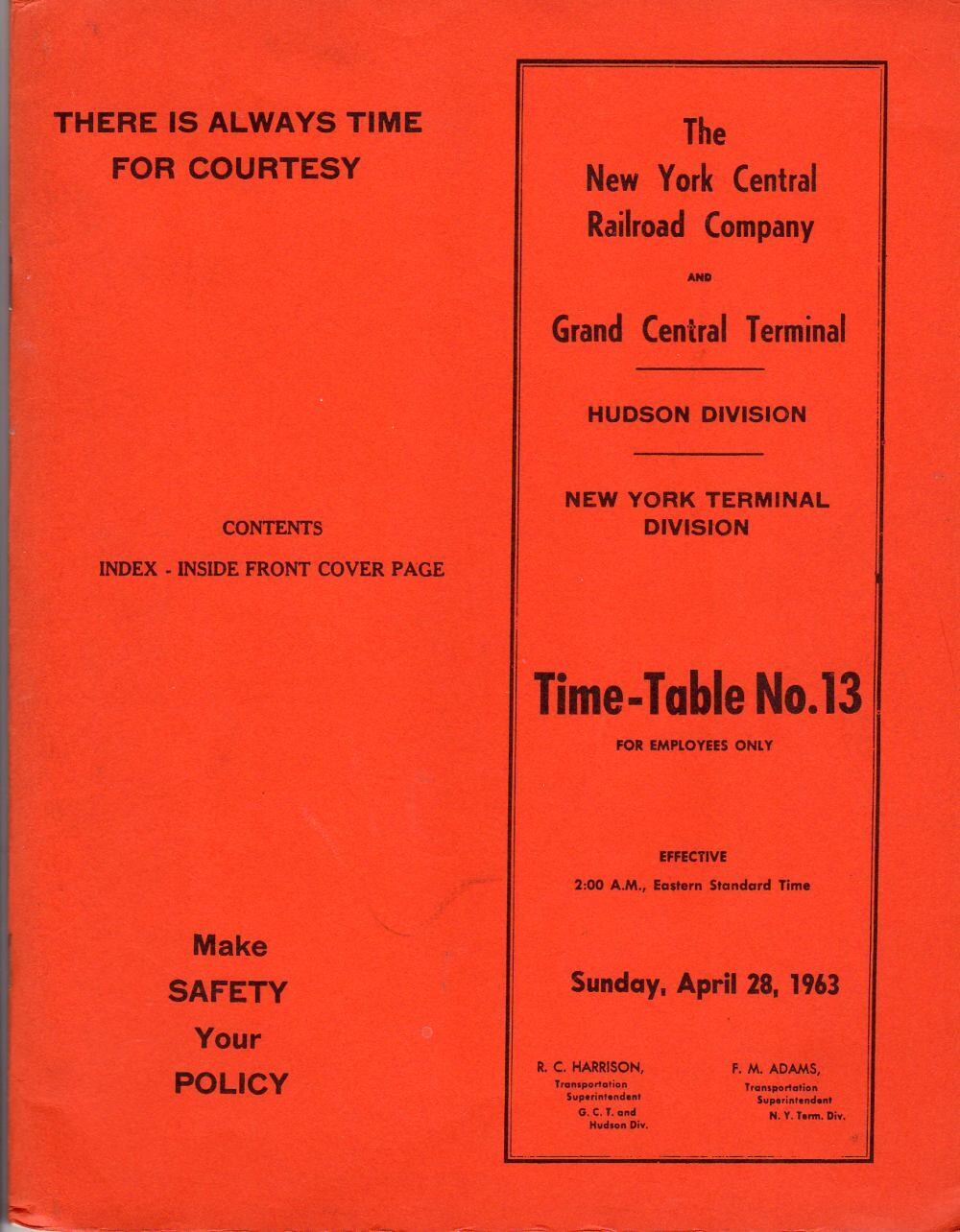 New York Central and Grand Central Terminal Hudson Division and New York Terminal Division 1963