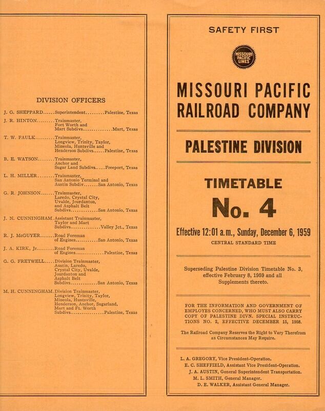 Missouri Pacific Palestine Division 1959