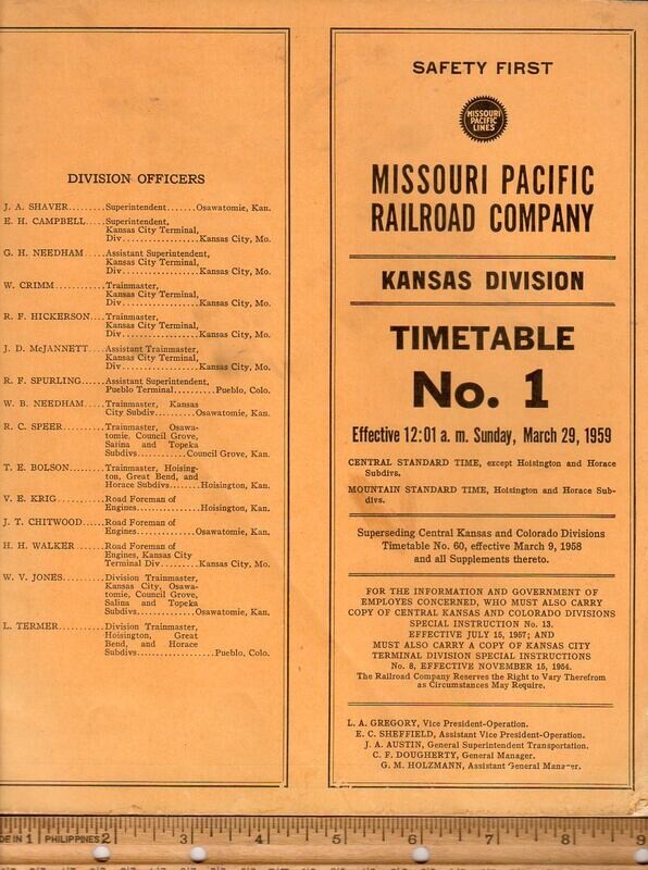 Missouri Pacific Kansas Division 1959