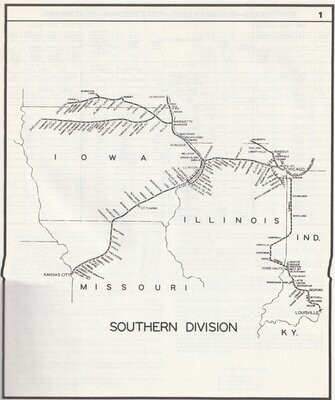 Milwaukee Road Southern Division Map 1982