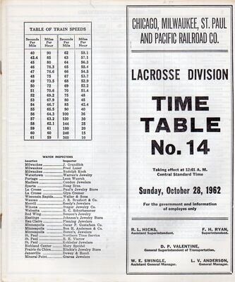 Milwaukee Road Lacrosse Division 1962