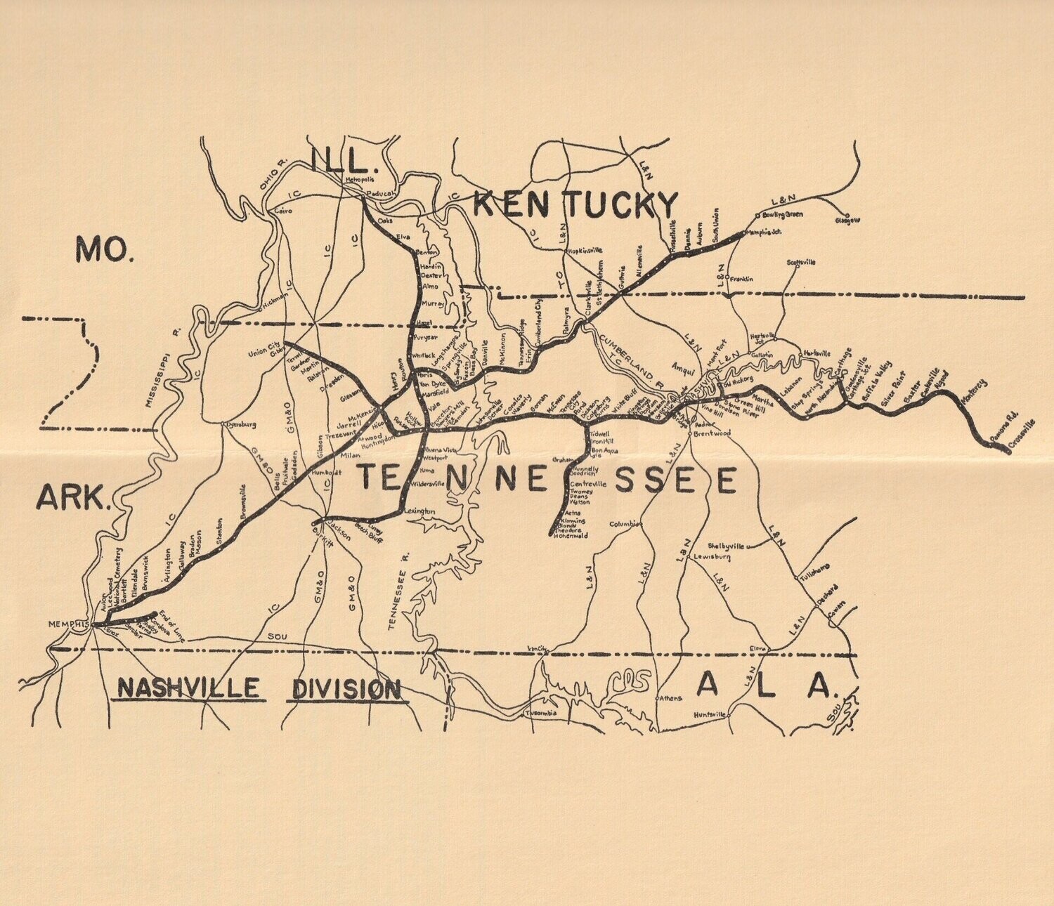Louisville & Nashville Nashville Division Map 1971