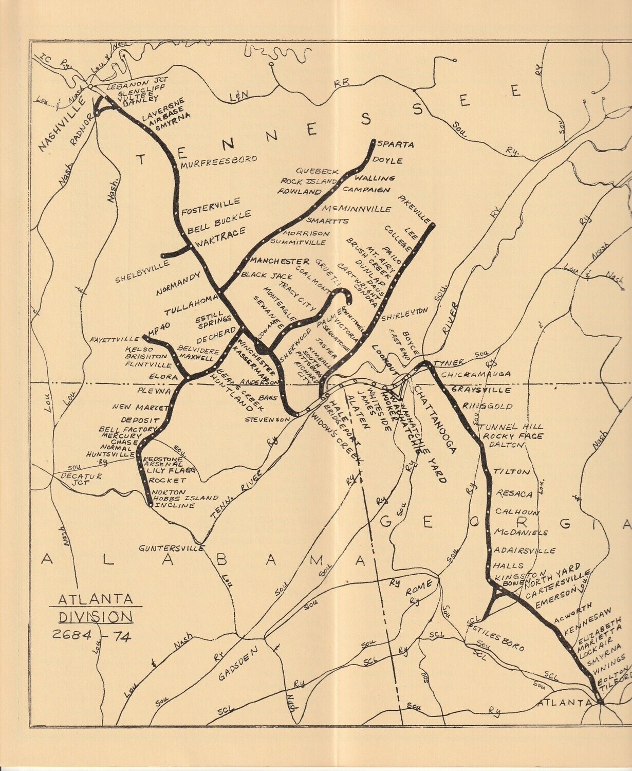 Louisville & Nashville Atlanta Division map 1971