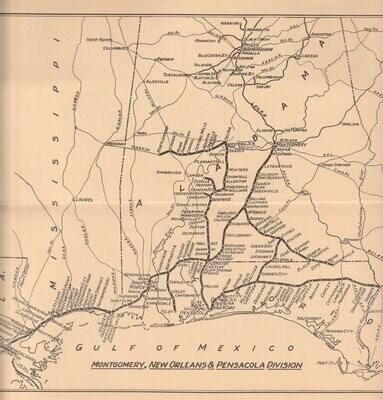 Louisville & Nashville Montgomery, New Orleans & Pensacola Division map 1966